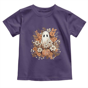 Halloween Ghost Toddler T Shirt Vintage Floral Pumpkin Glitter Print TS11 Purple Print Your Wear