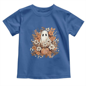 Halloween Ghost Toddler T Shirt Vintage Floral Pumpkin Glitter Print TS11 Royal Blue Print Your Wear