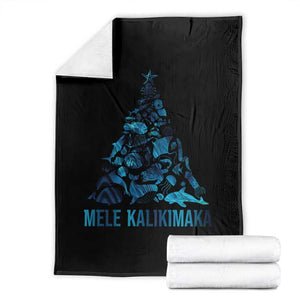 Christmas In Hawaii Throw Blanket Mele Kalikimala Sea Animals Xmas Tree TS11 Black Print Your Wear