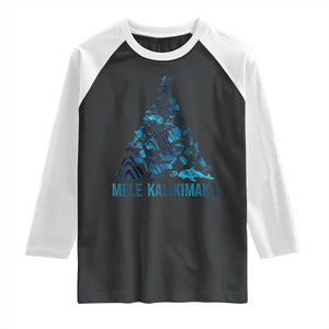 Christmas In Hawaii Raglan Shirt Mele Kalikimala Sea Animals Xmas Tree TS11 Black White Print Your Wear