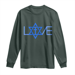 Love Jewish Messianic Cross Star Of David Long Sleeve Shirt TS11 Dark Forest Green Print Your Wear