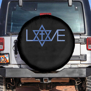 Love Jewish Messianic Cross Star Of David Spare Tire Cover TS11 No hole Black Print Your Wear