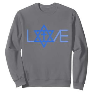 Love Jewish Messianic Cross Star Of David Sweatshirt TS11 Charcoal Print Your Wear