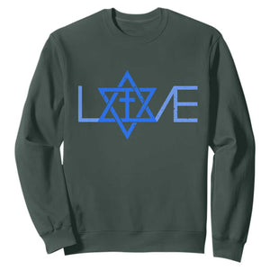 Love Jewish Messianic Cross Star Of David Sweatshirt TS11 Dark Forest Green Print Your Wear