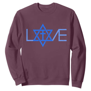 Love Jewish Messianic Cross Star Of David Sweatshirt TS11 Maroon Print Your Wear