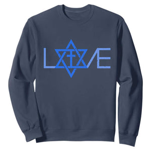 Love Jewish Messianic Cross Star Of David Sweatshirt TS11 Navy Print Your Wear