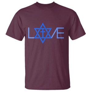 Love Jewish Messianic Cross Star Of David T Shirt TS11 Maroon Print Your Wear