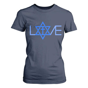 Love Jewish Messianic Cross Star Of David T Shirt For Women TS11 Navy Print Your Wear