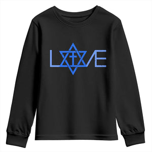 Love Jewish Messianic Cross Star Of David Youth Sweatshirt TS11 Black Print Your Wear
