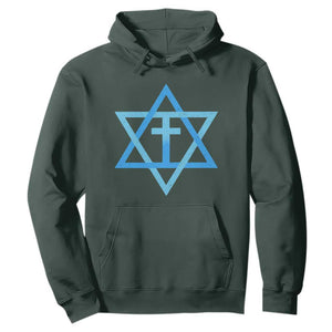 Messianic Cross Star of David Yeshua Jesus Hoodie TS11 Dark Forest Green Print Your Wear