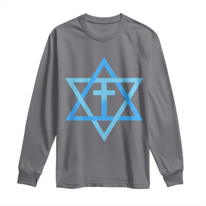 Messianic Cross Star of David Yeshua Jesus Long Sleeve Shirt TS11 Charcoal Print Your Wear