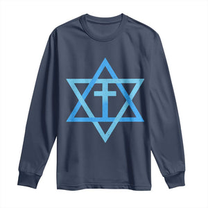 Messianic Cross Star of David Yeshua Jesus Long Sleeve Shirt TS11 Navy Print Your Wear