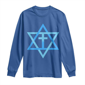 Messianic Cross Star of David Yeshua Jesus Long Sleeve Shirt TS11 Royal Blue Print Your Wear