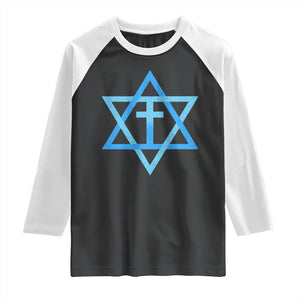 Messianic Cross Star of David Yeshua Jesus Raglan Shirt TS11 Black White Print Your Wear