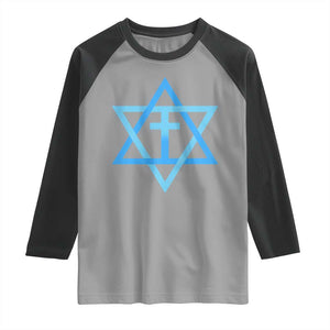 Messianic Cross Star of David Yeshua Jesus Raglan Shirt TS11 Sport Gray Black Print Your Wear