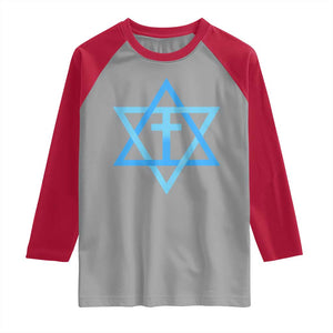 Messianic Cross Star of David Yeshua Jesus Raglan Shirt TS11 Sport Gray Red Print Your Wear