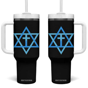Messianic Cross Star of David Yeshua Jesus Tumbler With Handle TS11 One Size: 40 oz Black Print Your Wear