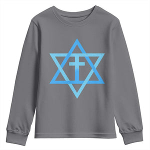 Messianic Cross Star of David Yeshua Jesus Youth Sweatshirt TS11 Charcoal Print Your Wear