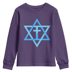 Messianic Cross Star of David Yeshua Jesus Youth Sweatshirt TS11 Purple Print Your Wear