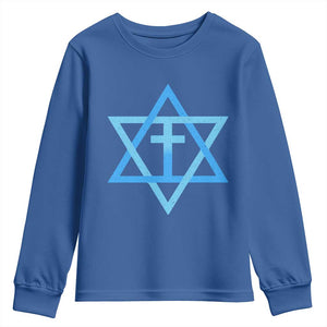 Messianic Cross Star of David Yeshua Jesus Youth Sweatshirt TS11 Royal Blue Print Your Wear