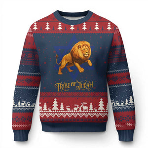 Tribe Of Judah Ugly Christmas Sweater Bible History Hebrew Christ Israelite Lion TS11 Navy Red Print Your Wear