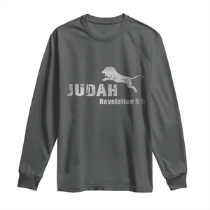 Lion Tribe of Judah Hebrew Christ Israelite Long Sleeve Shirt TS11 Dark Heather Print Your Wear