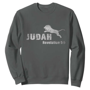 Lion Tribe of Judah Hebrew Christ Israelite Sweatshirt TS11 Dark Heather Print Your Wear