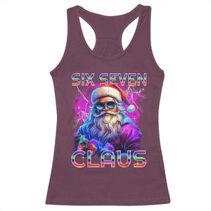 Funny Six Seven Claus Racerback Tank Top 67 Christmas Santa Meme Gen Alpha TS11 Maroon Print Your Wear