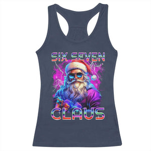 Funny Six Seven Claus Racerback Tank Top 67 Christmas Santa Meme Gen Alpha TS11 Navy Print Your Wear