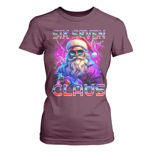 Funny Six Seven Claus T Shirt For Women 67 Christmas Santa Meme Gen Alpha TS11 Maroon Print Your Wear
