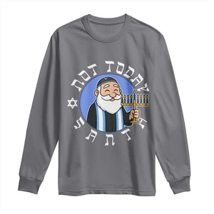 Funny Hanukkah Not Today Santa Long Sleeve Shirt Jewish Chanukah Chrismukkah TS11 Charcoal Print Your Wear
