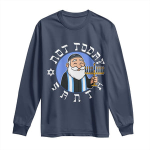 Funny Hanukkah Not Today Santa Long Sleeve Shirt Jewish Chanukah Chrismukkah TS11 Navy Print Your Wear