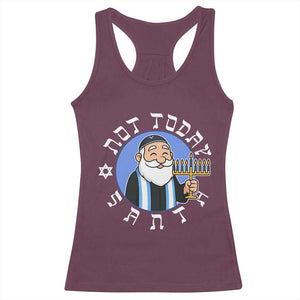 Funny Hanukkah Not Today Santa Racerback Tank Top Jewish Chanukah Chrismukkah TS11 Maroon Print Your Wear