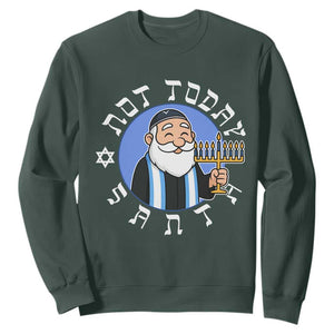 Funny Hanukkah Not Today Santa Sweatshirt Jewish Chanukah Chrismukkah TS11 Dark Forest Green Print Your Wear