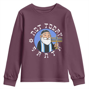 Funny Hanukkah Not Today Santa Youth Sweatshirt Jewish Chanukah Chrismukkah TS11 Maroon Print Your Wear