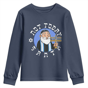 Funny Hanukkah Not Today Santa Youth Sweatshirt Jewish Chanukah Chrismukkah TS11 Navy Print Your Wear