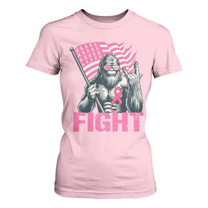 Funny Bigfoot Breast Cancer Awareness T Shirt For Women Fight Pink Ribbon TS11 Light Pink Print Your Wear