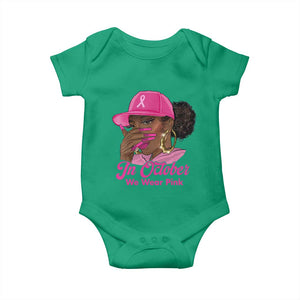In October We Wear Pink Baby Onesie Black Women Breast Cancer Awareness TS11 Irish Green Print Your Wear