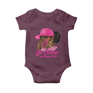 In October We Wear Pink Baby Onesie Black Women Breast Cancer Awareness TS11 Maroon Print Your Wear