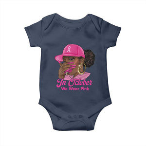 In October We Wear Pink Baby Onesie Black Women Breast Cancer Awareness TS11 Navy Print Your Wear
