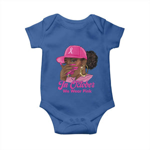 In October We Wear Pink Baby Onesie Black Women Breast Cancer Awareness TS11 Royal Blue Print Your Wear
