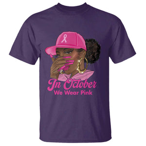 In October We Wear Pink T Shirt Black Women Breast Cancer Awareness TS11 Purple Print Your Wear