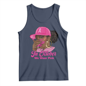 In October We Wear Pink Tank Top Black Women Breast Cancer Awareness TS11 Navy Print Your Wear