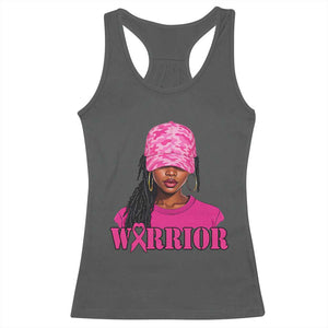 African American Warrior Breast Cancer Racerback Tank Top Pink Ribbon TS11 Dark Heather Print Your Wear