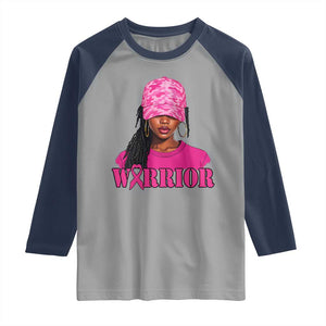 African American Warrior Breast Cancer Raglan Shirt Pink Ribbon TS11 Sport Gray Navy Print Your Wear