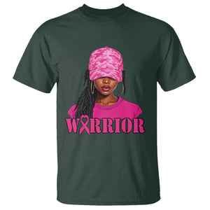 African American Warrior Breast Cancer T Shirt Pink Ribbon TS11 Dark Forest Green Print Your Wear