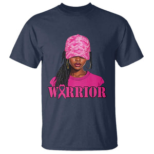 African American Warrior Breast Cancer T Shirt Pink Ribbon TS11 Navy Print Your Wear