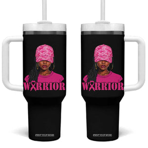 African American Warrior Breast Cancer Tumbler With Handle Pink Ribbon TS11 One Size: 40 oz Black Print Your Wear