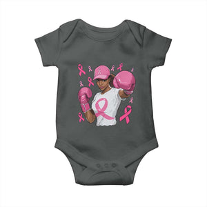 African American Fighter Breast Cancer Awareness Baby Onesie Pink Ribbon TS11 Dark Heather Print Your Wear