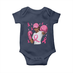 African American Fighter Breast Cancer Awareness Baby Onesie Pink Ribbon TS11 Navy Print Your Wear